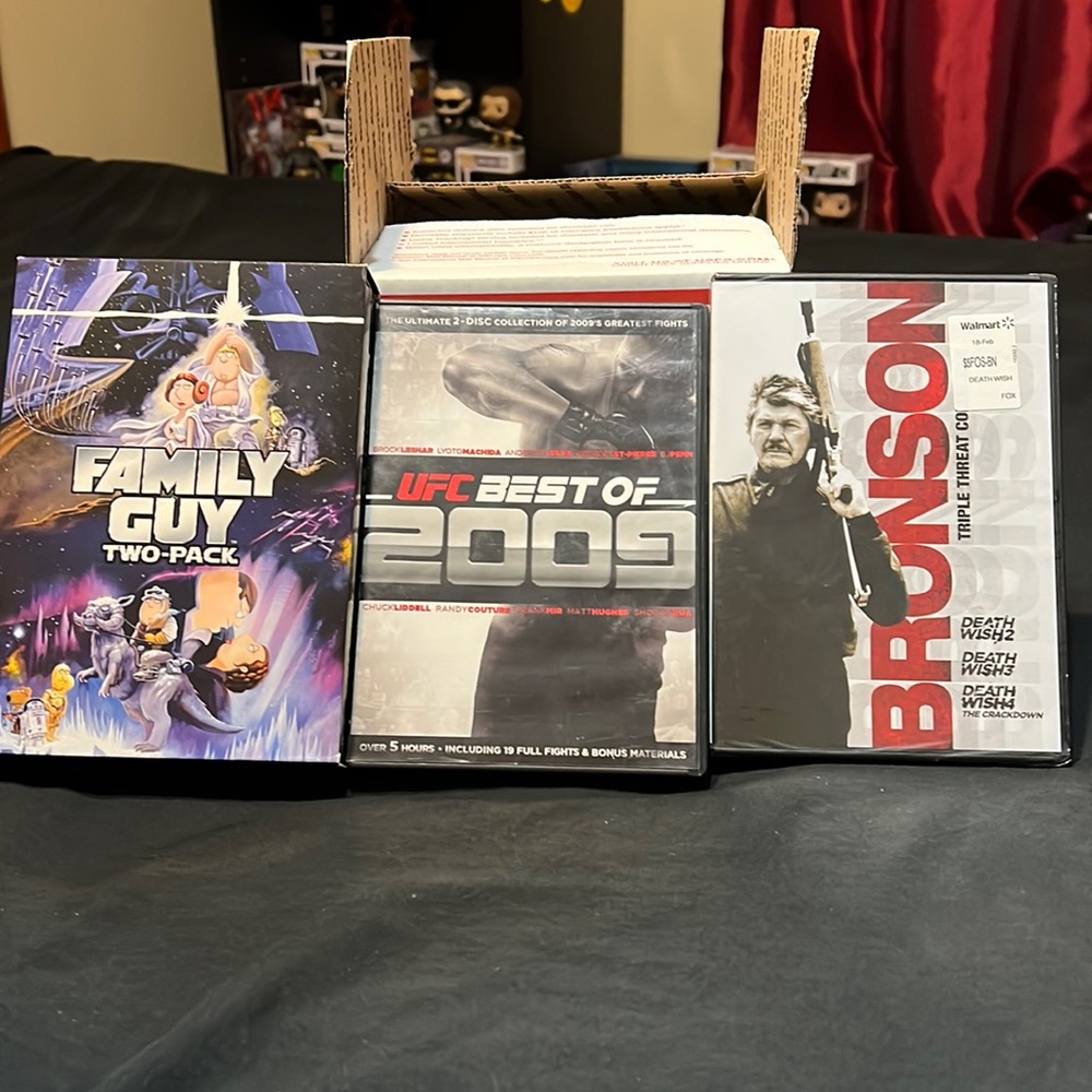 Lot of 3 DVDs:Family Guy Star Wars , UFC 2009, Bronson Triple Threat Collection